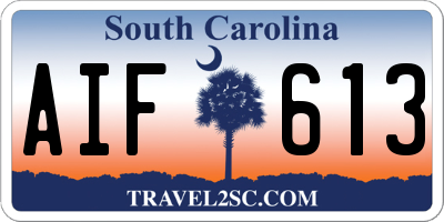 SC license plate AIF613