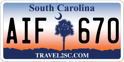 SC license plate AIF670