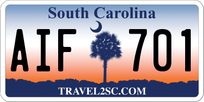 SC license plate AIF701