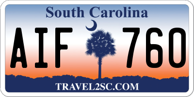 SC license plate AIF760