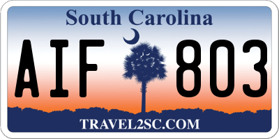 SC license plate AIF803