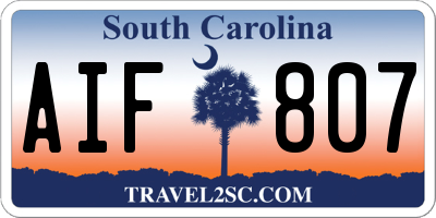 SC license plate AIF807