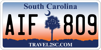 SC license plate AIF809
