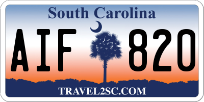SC license plate AIF820