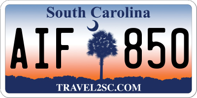 SC license plate AIF850