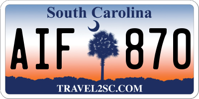 SC license plate AIF870