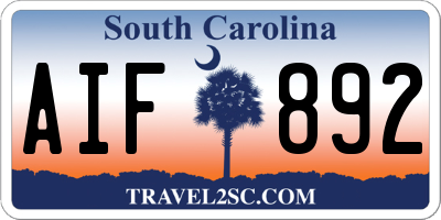 SC license plate AIF892