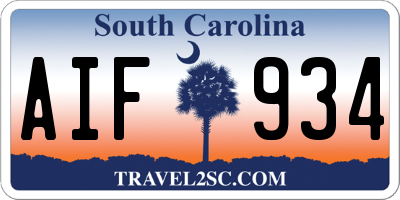 SC license plate AIF934