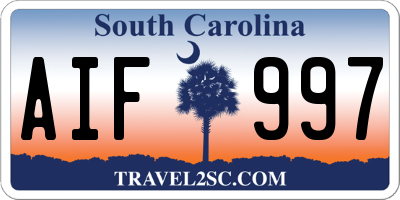 SC license plate AIF997