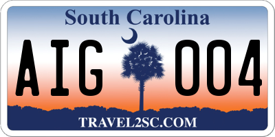 SC license plate AIG004