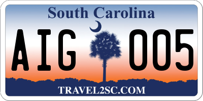 SC license plate AIG005
