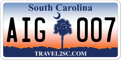 SC license plate AIG007