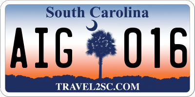 SC license plate AIG016
