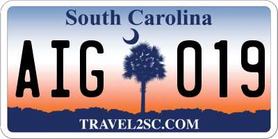 SC license plate AIG019