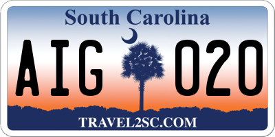 SC license plate AIG020