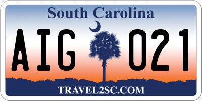 SC license plate AIG021