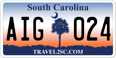 SC license plate AIG024