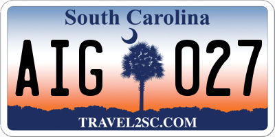 SC license plate AIG027