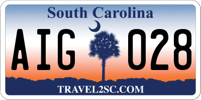 SC license plate AIG028