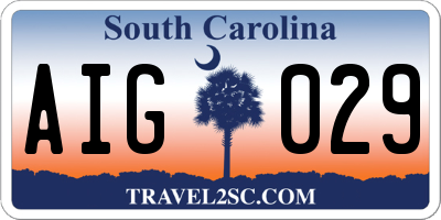 SC license plate AIG029