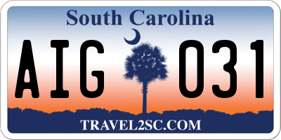 SC license plate AIG031