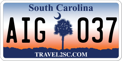 SC license plate AIG037