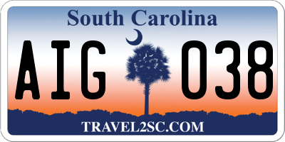 SC license plate AIG038