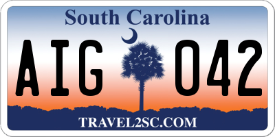 SC license plate AIG042