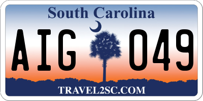 SC license plate AIG049