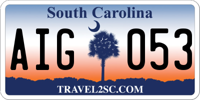SC license plate AIG053