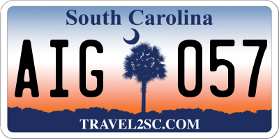 SC license plate AIG057