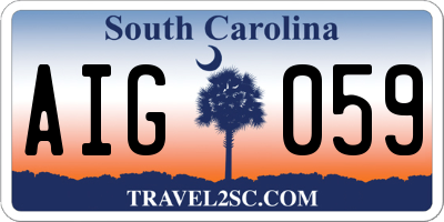 SC license plate AIG059