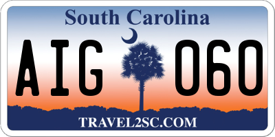 SC license plate AIG060