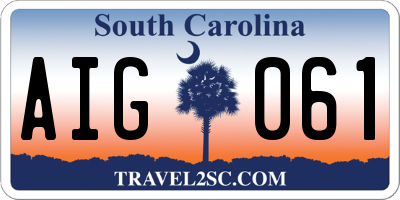 SC license plate AIG061