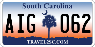 SC license plate AIG062