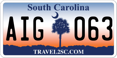 SC license plate AIG063