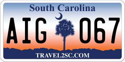 SC license plate AIG067