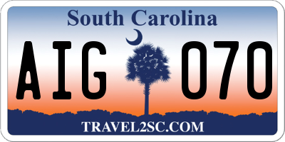SC license plate AIG070
