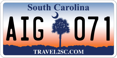 SC license plate AIG071