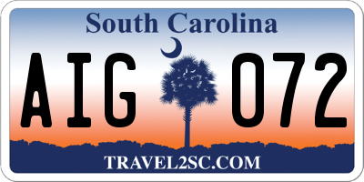 SC license plate AIG072