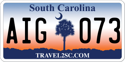 SC license plate AIG073
