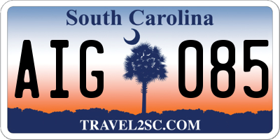 SC license plate AIG085