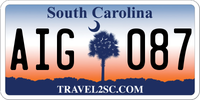 SC license plate AIG087