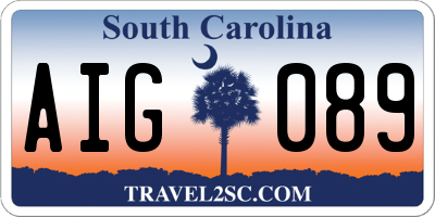SC license plate AIG089