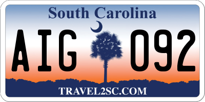 SC license plate AIG092