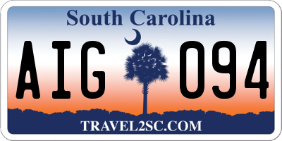 SC license plate AIG094