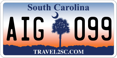 SC license plate AIG099