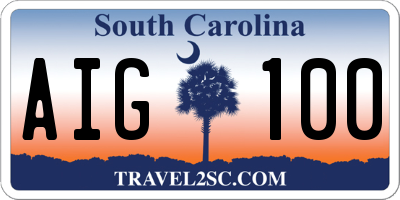 SC license plate AIG100