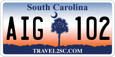 SC license plate AIG102