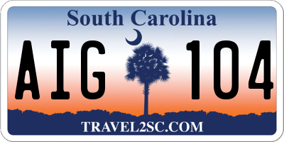 SC license plate AIG104
